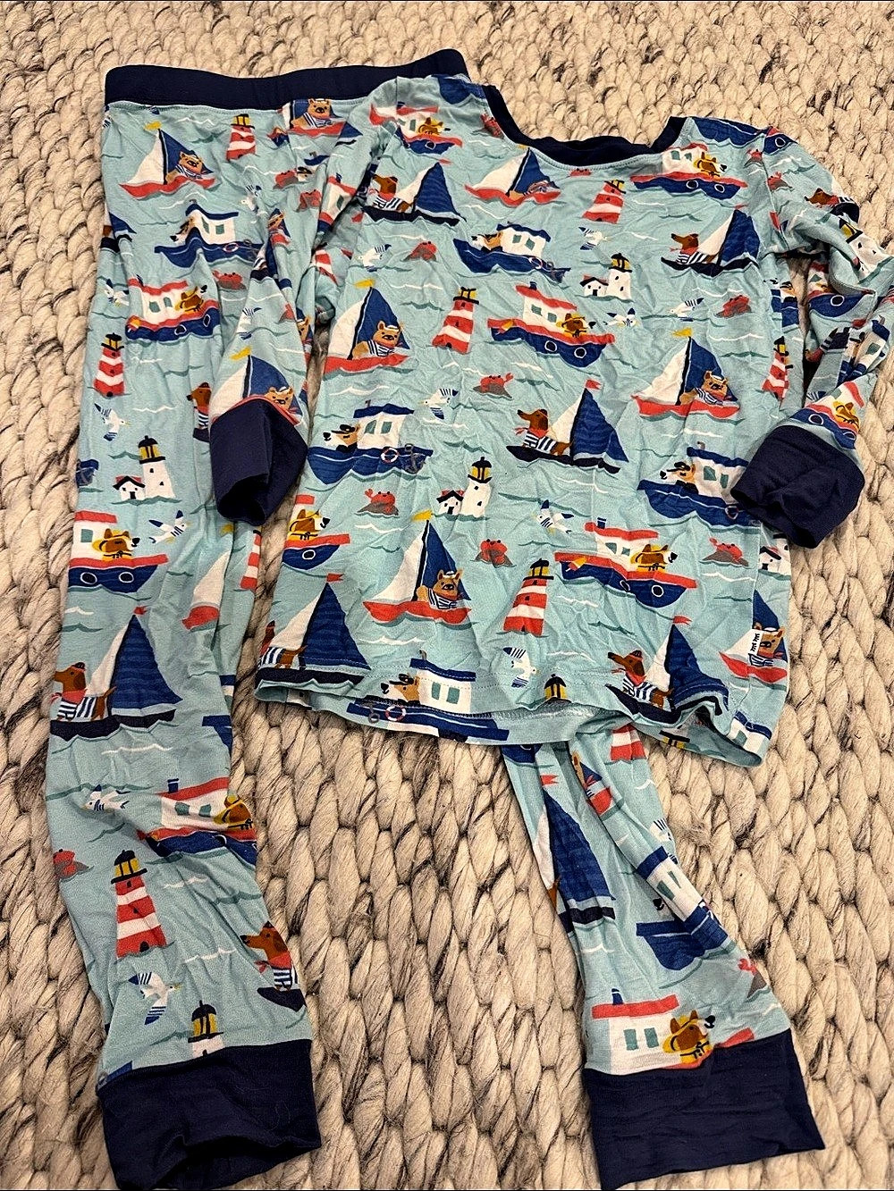 little sleepies Nautical Paws Two-Piece Pajama Set Pajama Set Boat Print Size